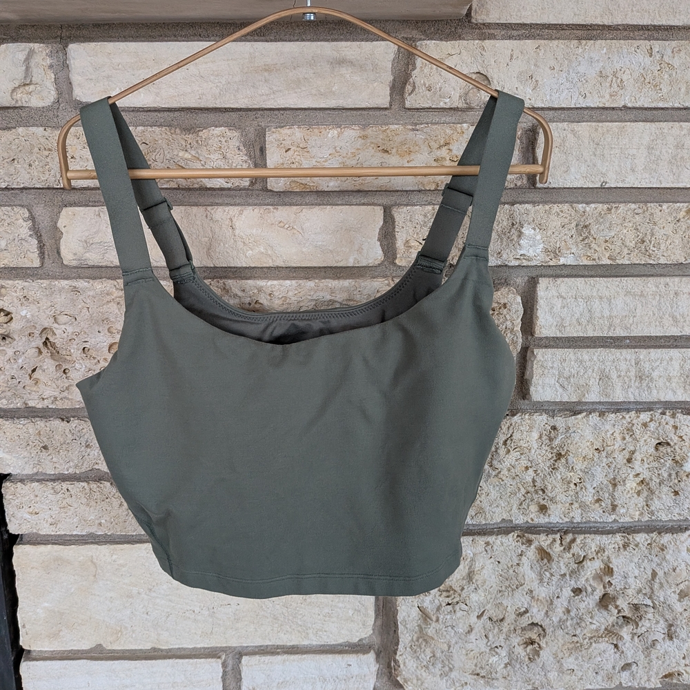 aerie Olive Crop Tank with Wide Straps